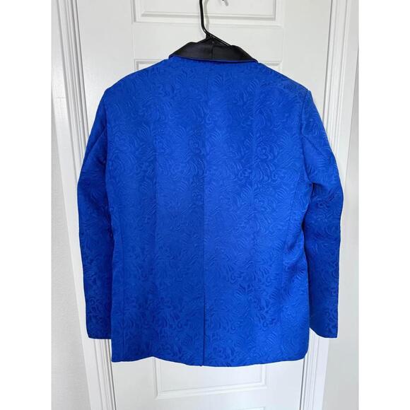 Suit for Men Size L Royal Blue Embossed 2 Pieces Tuxedo M604 - Picture 2 of 4